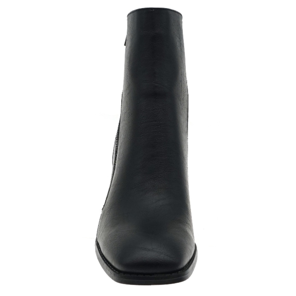 Black Square Toe Ankle Boots  Zipper- New Sizes - Picture 4 of 5